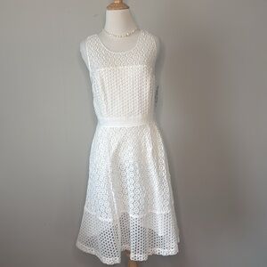 NWT INC white Cotton Crochet Eyelet Garden Dress sz 6